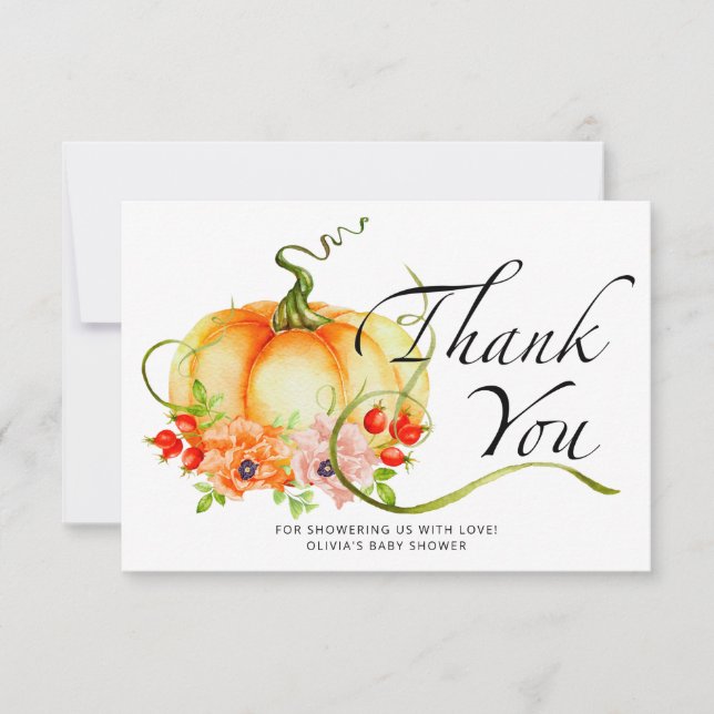 Little pumpkin baby shower thank you card (Front)