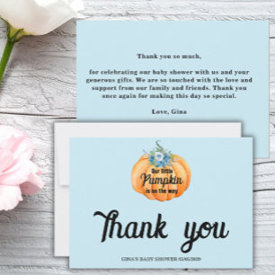 Little Pumpkin Baby Shower Thank You Card