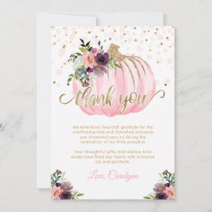 Little Pumpkin Baby Shower Thank You Card 5x7