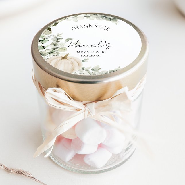 Little Pumpkin Baby Shower Thank You Favour Classic Round Sticker (Creator Uploaded)