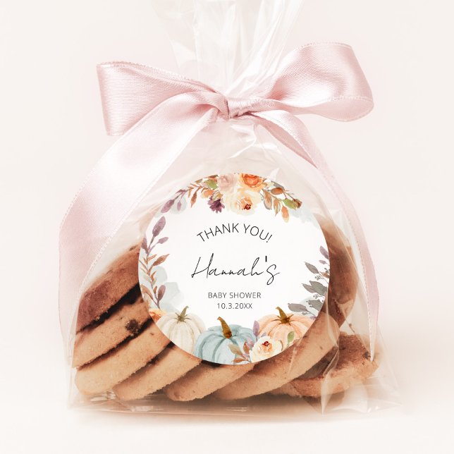 Little Pumpkin Baby Shower Thank You Favour Classic Round Sticker (Creator Uploaded)