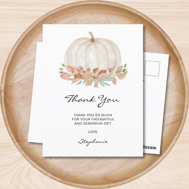 Little Pumpkin Baby Shower Thank You Postcard (Creator Uploaded)