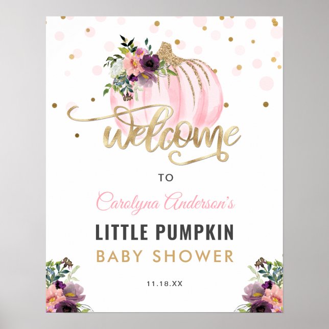 Little Pumpkin Baby Shower Welcome Sign - 16x20 (Front)