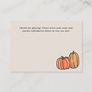 Little Pumpkin Baby Stats Shower Guessing Game Enclosure Card