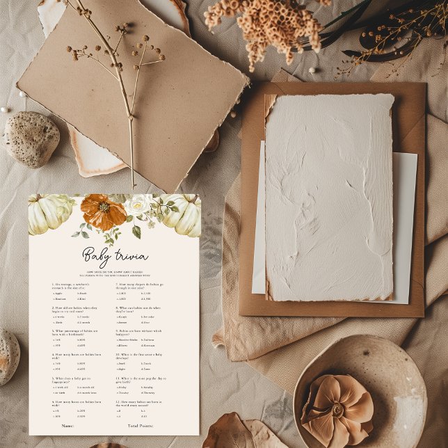 Little Pumpkin Baby Trivia Baby Shower Card (Creator Uploaded)