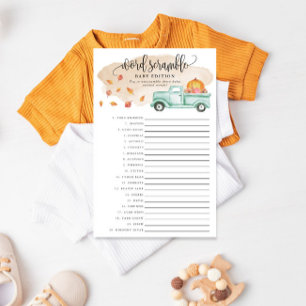 Little Pumpkin Baby Word Scramble Paper Game Card