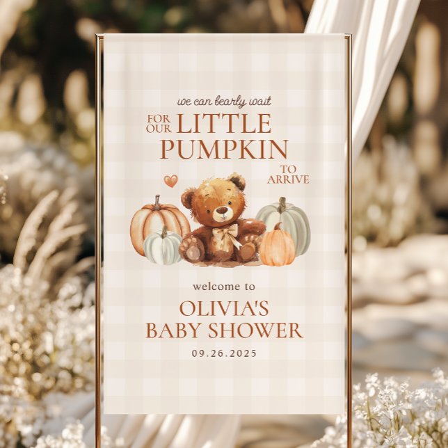 Little Pumpkin Bear Fall Baby Shower Welcome  Banner (Creator Uploaded)