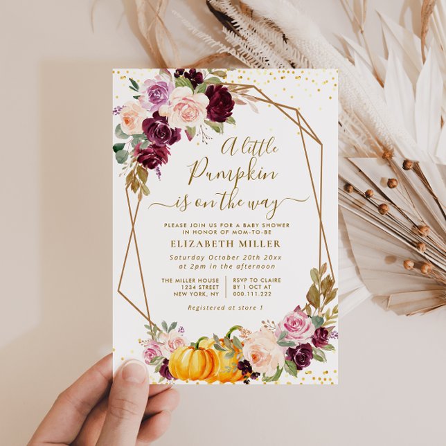 little pumpkin berry fall floral baby shower invitation (Creator Uploaded)