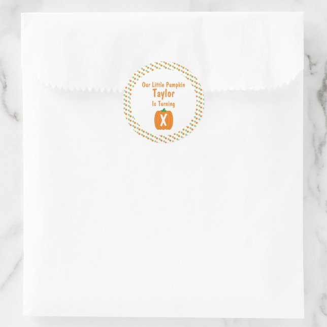 Little Pumpkin Birthday Classic Round Sticker (Bag)