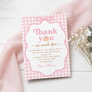 Little Pumpkin Birthday Gingham Thank You Card