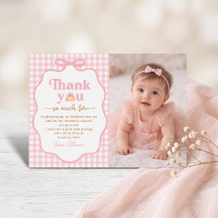 Little Pumpkin Birthday Gingham Thank You Card