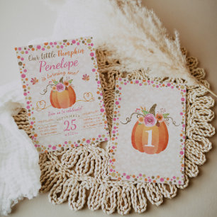 Little Pumpkin Birthday Invitation, Autumn Fall Invitation