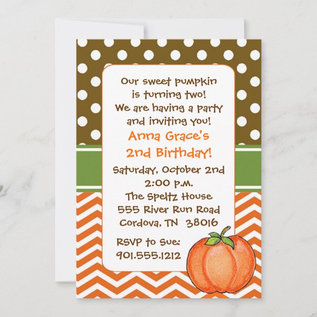Little Pumpkin Birthday Invitations (Front)