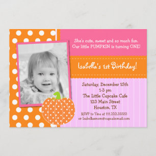 Little Pumpkin BIrthday Party Invitations