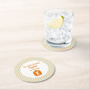 Little Pumpkin Birthday Round Paper Coaster