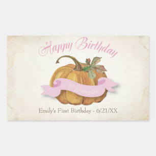 Little Pumpkin Birthday Water Label - Girl