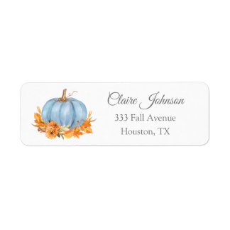 Little Pumpkin Blue Autumn Fall Address Label