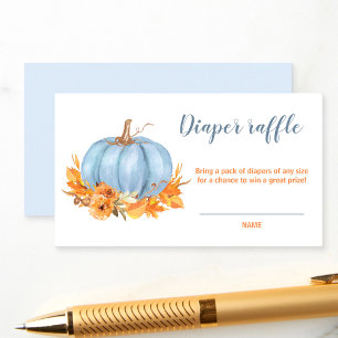 Little Pumpkin Blue Baby Shower Diaper Raffle Card