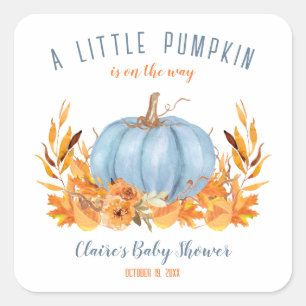 Little Pumpkin Blue Baby Shower Square Sticker