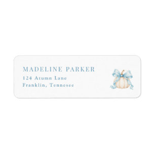 Little Pumpkin Blue Bow Baby Shower Return Address