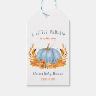 Little Pumpkin Blue Boy Baby Shower Tags