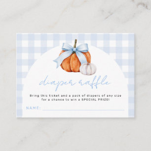 Little pumpkin blue gingham diaper raffle ticket enclosure card