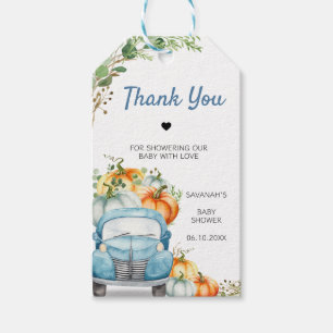 Little Pumpkin Blue Truck Baby Shower Favour Tags