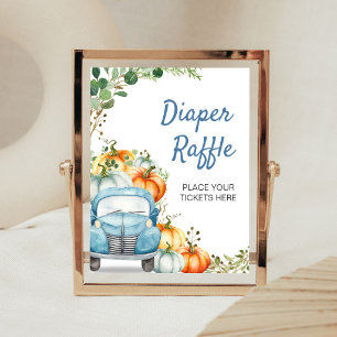Little Pumpkin Blue Truck Diaper Raffle Sign