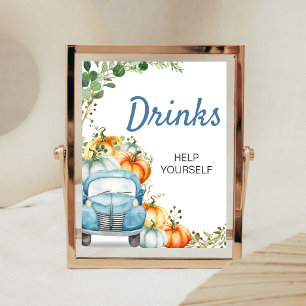 Little Pumpkin Blue Truck Drinks Sign