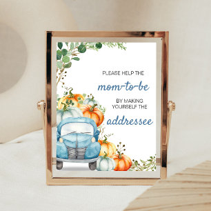 Little Pumpkin Blue Truck Envelope Station Sign
