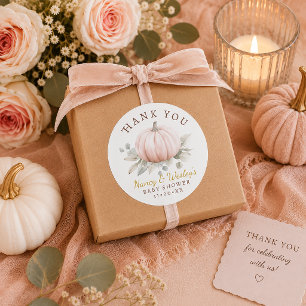 Little Pumpkin Blush Pink Baby Shower Thank You  Classic Round Sticker