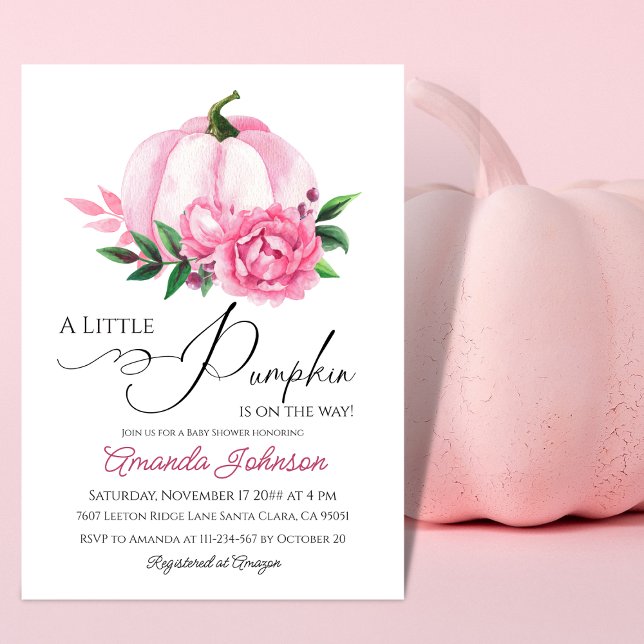 Little Pumpkin Blush Pink Fall Rustic Baby Shower Invitation (Creator Uploaded)