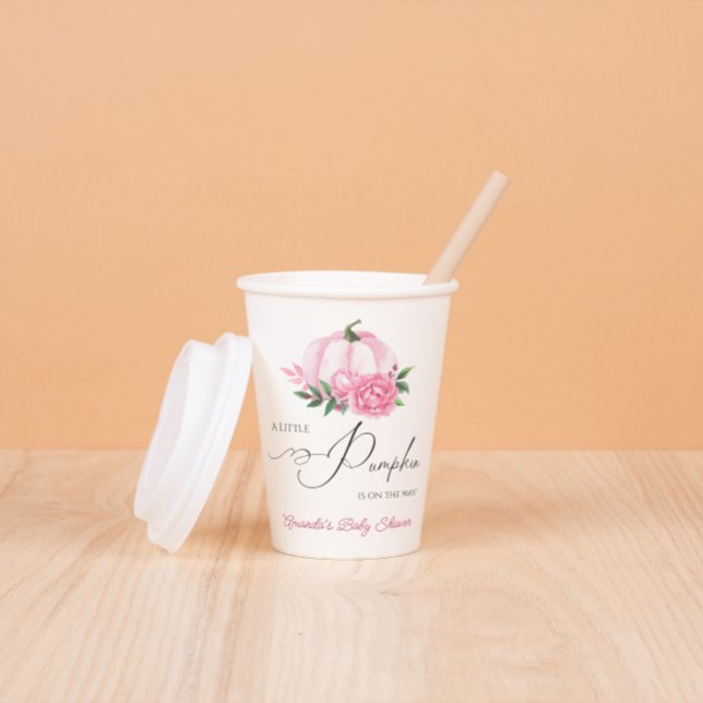 Little Pumpkin Blush Pink Rustic Baby Shower Paper Cups (Creator Uploaded)