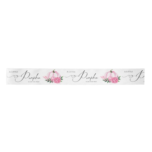 Little Pumpkin Blush Pink Rustic Baby Shower Satin Ribbon (Front)
