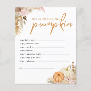 Little Pumpkin Boho Baby Shower Wishes for Baby