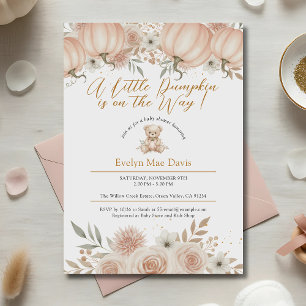 Little Pumpkin Boho Fall Baby Shower Invitation