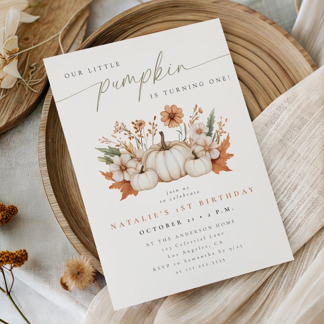 Little Pumpkin Boho Fall Birthday Invitation (Creator Uploaded)