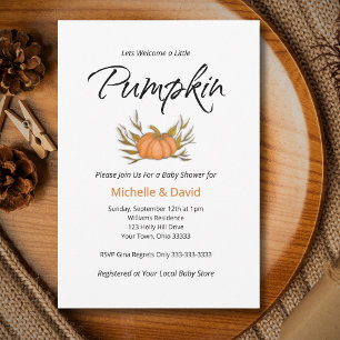 Little Pumpkin Boho Fall Gender Neutral Couples Invitation