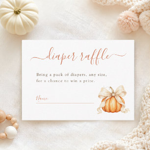Little Pumpkin Bow Elegant Fall Diaper Raffle Enclosure Card