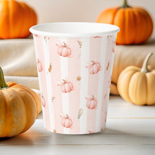 Little Pumpkin Bow Fall Floral Baby Shower  Paper Cups (Creator Uploaded)