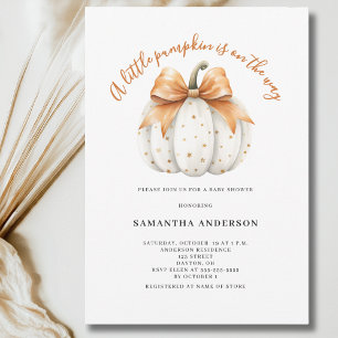 Little Pumpkin Bow Gender Neutral Baby Shower Invitation
