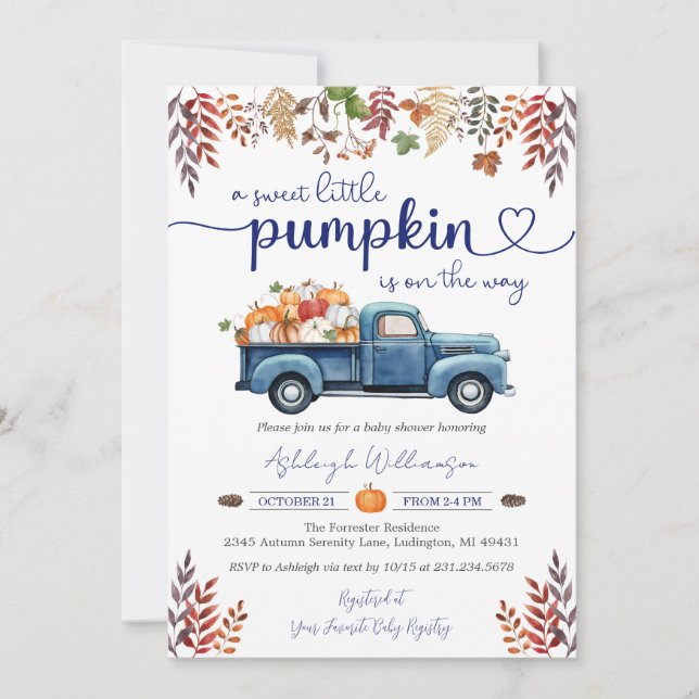 Little Pumpkin Boy Baby Shower Invitation (Front)