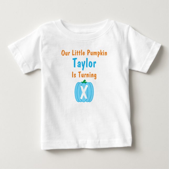 Little Pumpkin Boy Birthday Baby T-Shirt (Front)