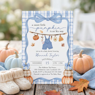 Little Pumpkin Boy Clothes Fall Baby Shower Invitation