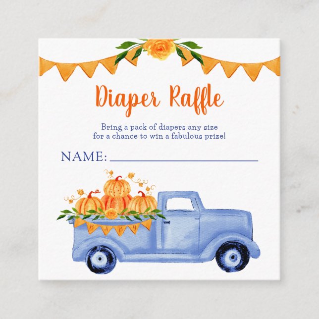 Little Pumpkin Boy Diaper Raffle Enclosure Card (Front)