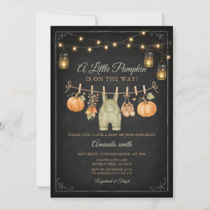 Little Pumpkin Boy Rustic Fall Baby Shower  Invitation