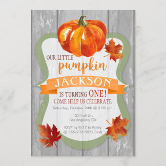 Little Pumpkin Boy's Autumn Birthday Invitation