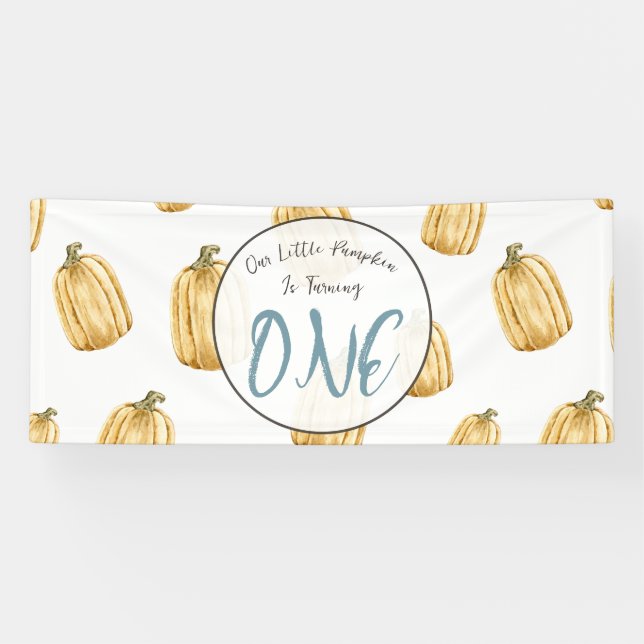 Little Pumpkin Boys Fall Birthday Party Banner (Horizontal)