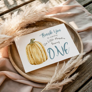Little Pumpkin Boys Fall Birthday Thank You Card