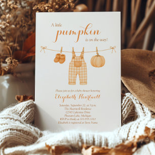 Little Pumpkin Clothesline Fall Baby Shower Invitation